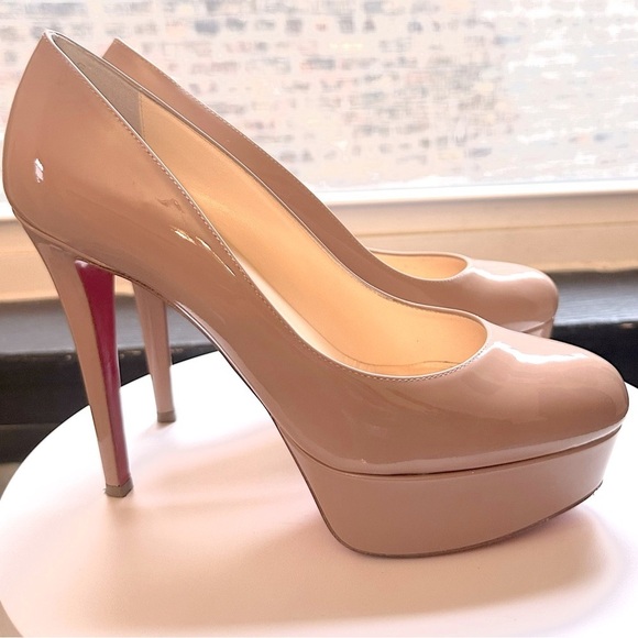 🌺Authentic CHRISTIAN LOUBOUTIN 🌺👠 Bianca 120 Patent calf Nude size 38.5 - Picture 7 of 16